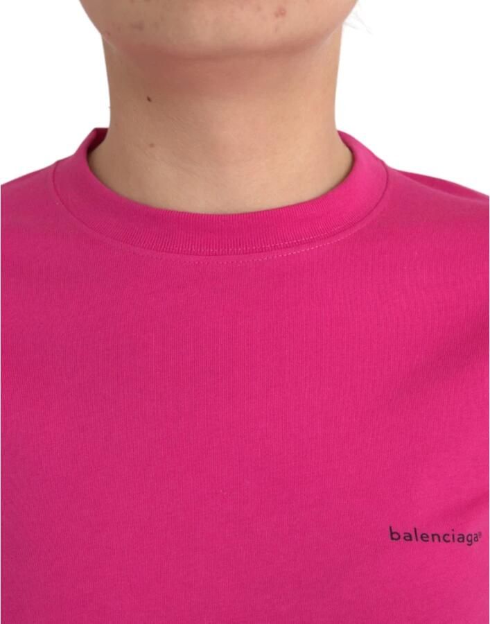 Balenciaga Katoenen T-shirt met Ronde Hals en Korte Mouwen Pink Dames