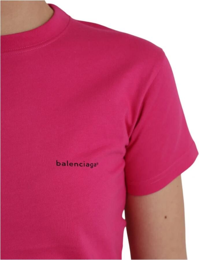 Balenciaga Katoenen T-shirt met Ronde Hals en Korte Mouwen Pink Dames - Foto 4