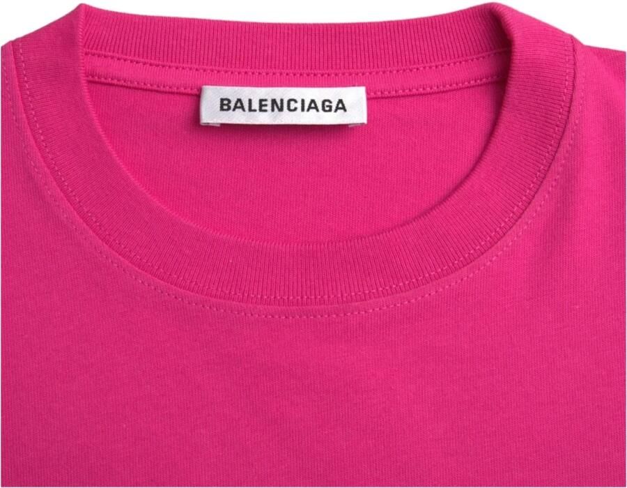 Balenciaga Katoenen T-shirt met Ronde Hals en Korte Mouwen Pink Dames - Foto 3