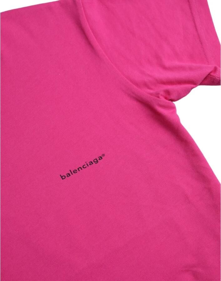 Balenciaga Katoenen T-shirt met Ronde Hals en Korte Mouwen Pink Dames - Foto 2