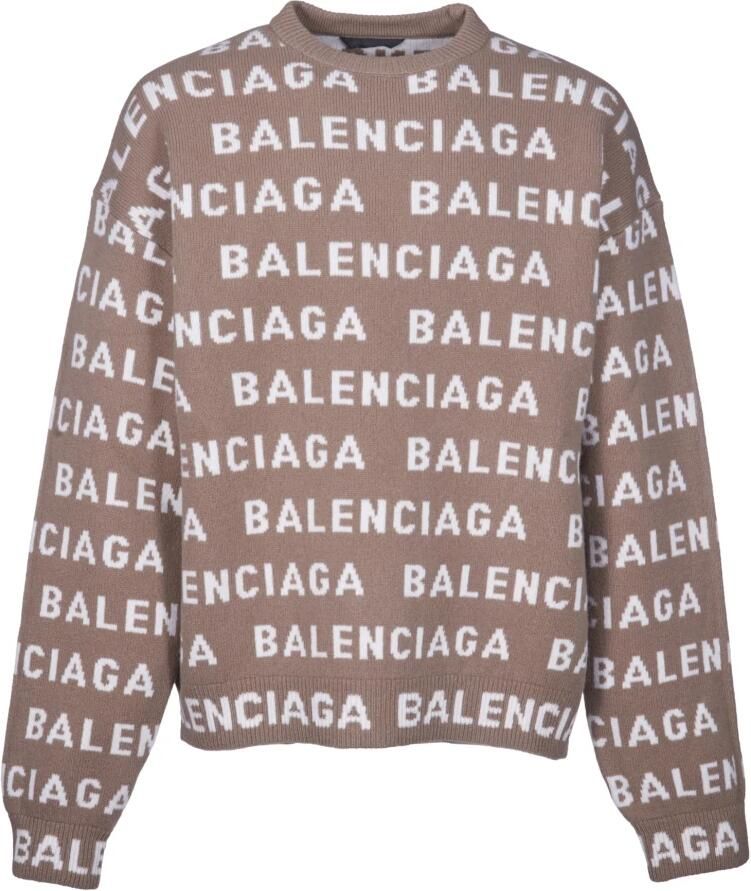 Balenciaga Logo Sweater Beige Heren