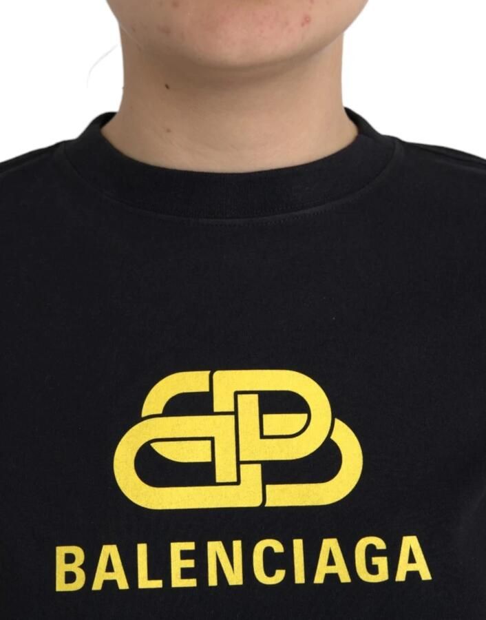 Balenciaga Zwart Logo Print Katoenen T-shirt Black Dames - Foto 3