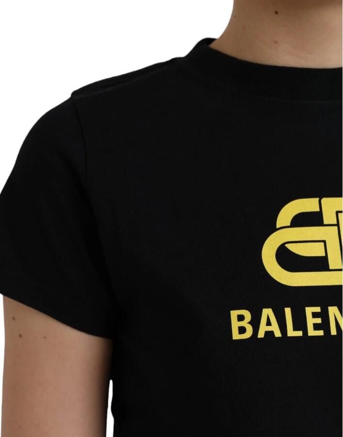 Balenciaga Zwart Logo Print Katoenen T-shirt Black Dames - Foto 2