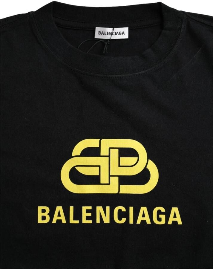 Balenciaga Zwart Logo Print Katoenen T-shirt Black Dames