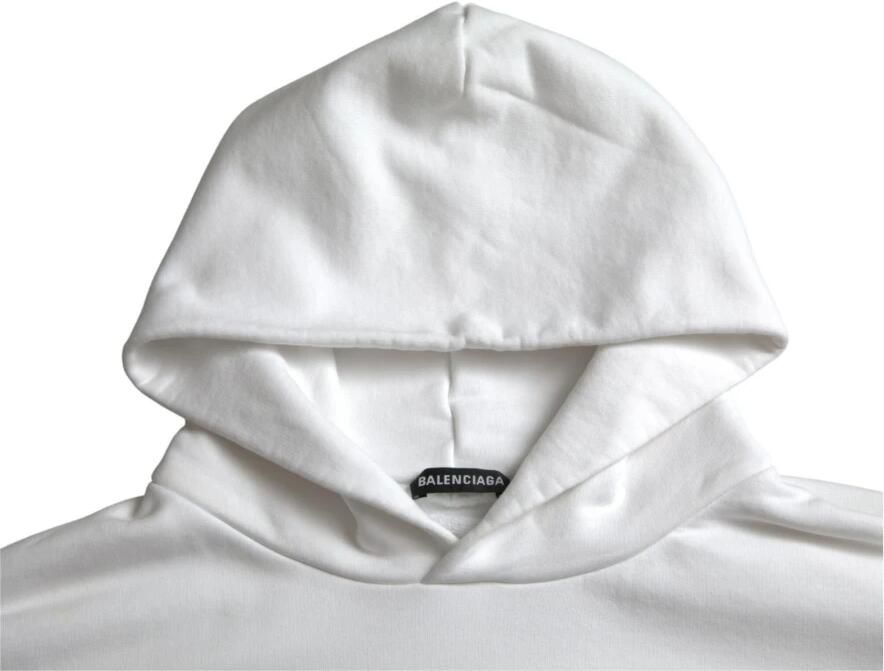 Balenciaga Witte Katoenen Logo Hoodie Pullover Sweatshirt Sweater White Heren - Foto 2