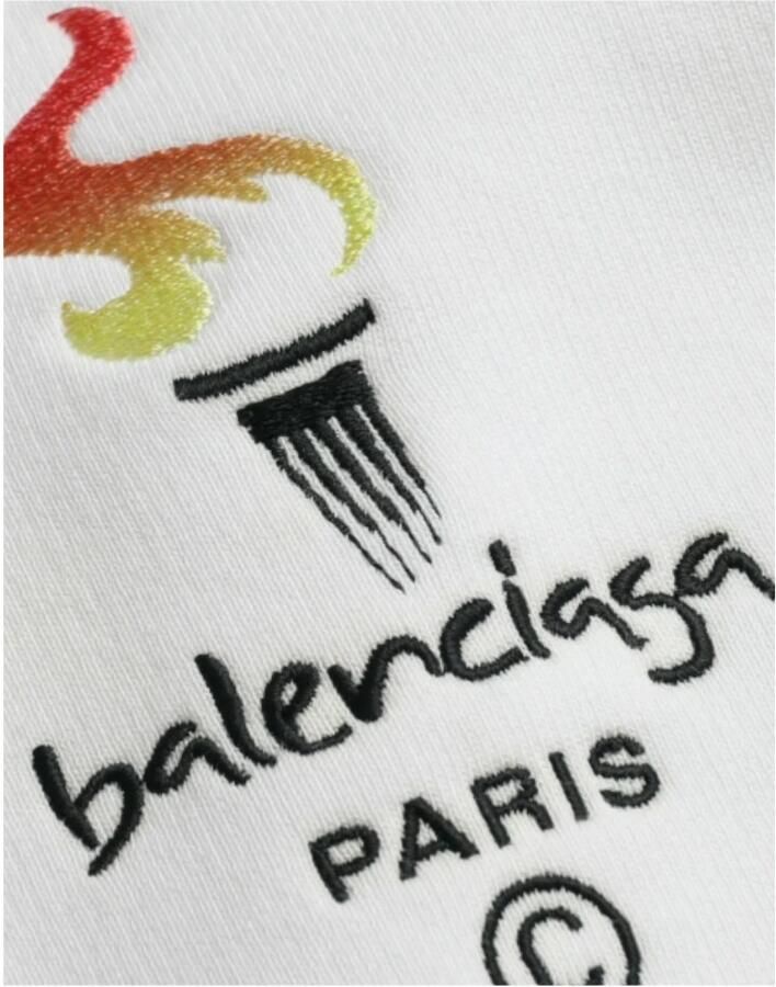 Balenciaga Witte Katoenen Logo Hoodie Pullover Sweatshirt Sweater White Heren