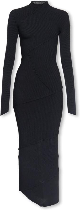 Balenciaga Zwarte Geribbelde Gebreide Jurk Black Dames