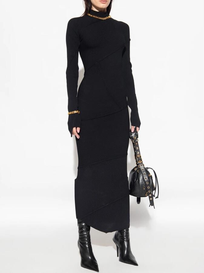 Balenciaga Zwarte Geribbelde Gebreide Jurk Black Dames - Foto 3