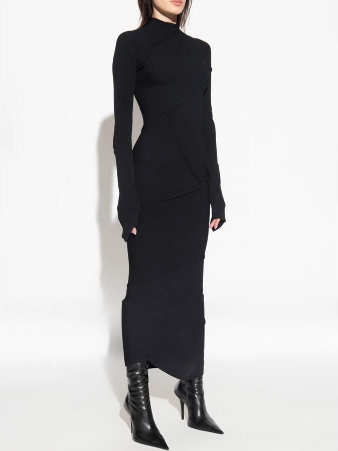 Balenciaga Zwarte Geribbelde Gebreide Jurk Black Dames - Foto 4