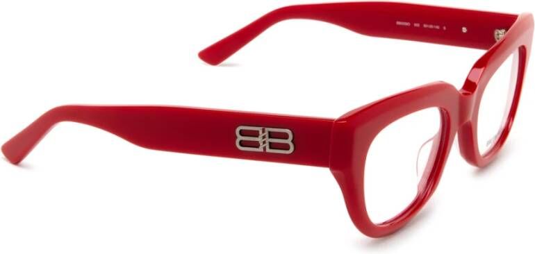 Balenciaga Opvallende Rode Monturen met Vintage BB Logo Rood Dames