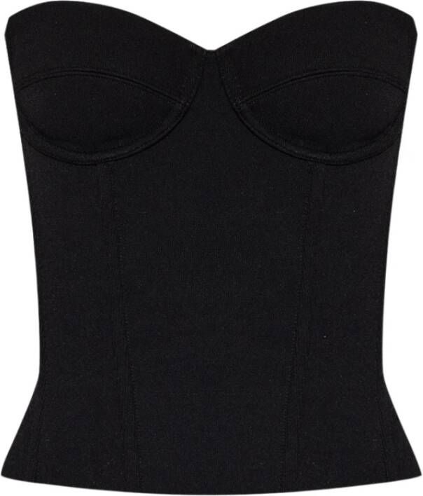 Balenciaga Geribbelde Strapless Bustier Top Black Dames
