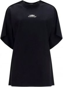Balenciaga Cotton Logo T-Shirt Zwart Dames