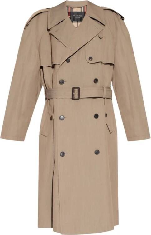 Balenciaga Stijlvolle Double-Breasted Trenchcoat Beige Dames