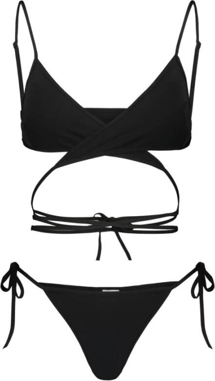 Balenciaga Elegant Wrap Bikini Set Zwart Dames
