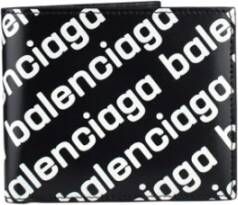 Balenciaga Elegante Leren Portemonnee met Monogramprint Zwart Heren