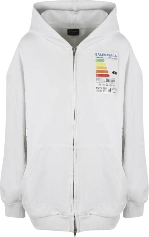 Balenciaga Energie Label Rits Hoodie Wit Dames