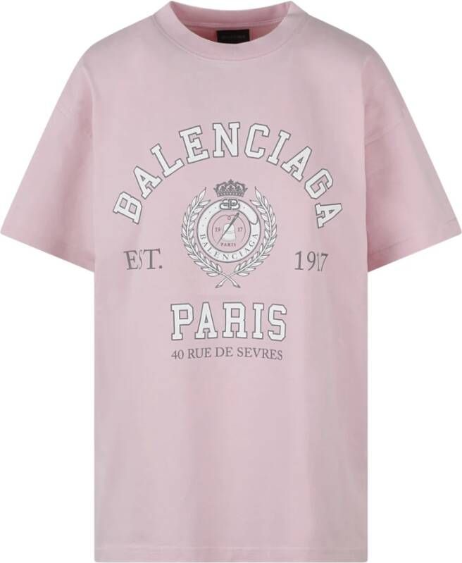 Balenciaga Fw23 Medium Fit T-Shirt Roze Dames