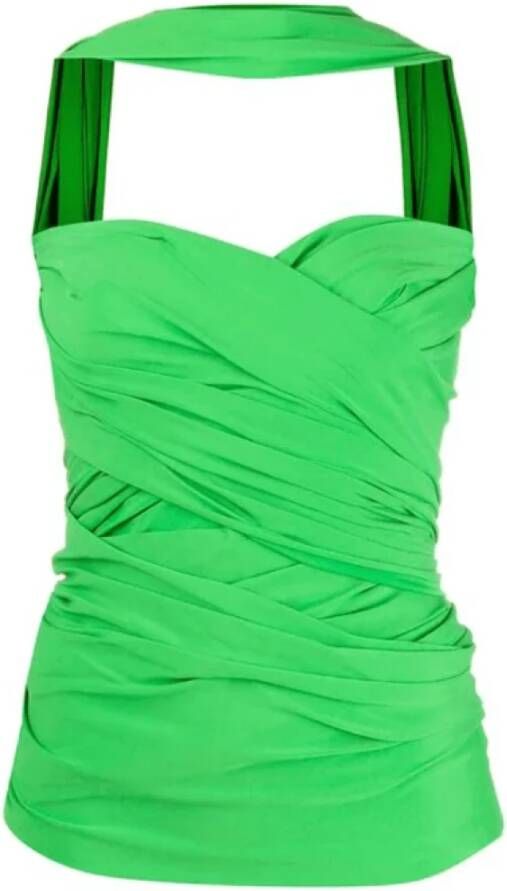 Balenciaga Groene Gedrapeerde Stretch Jersey Top Groen Dames