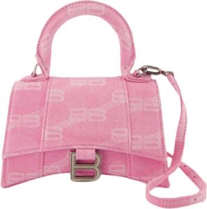 Balenciaga Hourgl XS Bag in Pink Laser Wash Denim Roze Dames