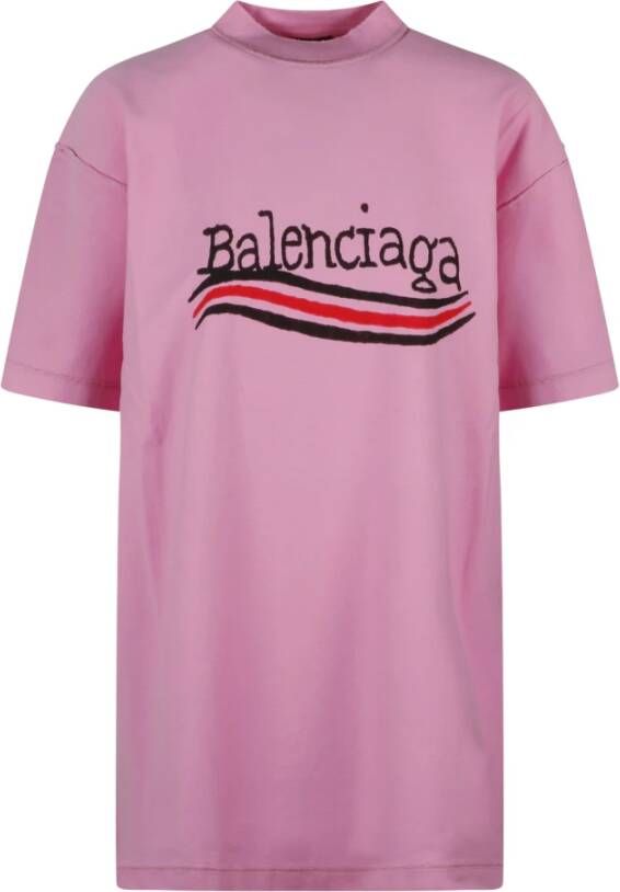 Balenciaga Inside Out Politieke Campagne T-Shirt Roze Dames