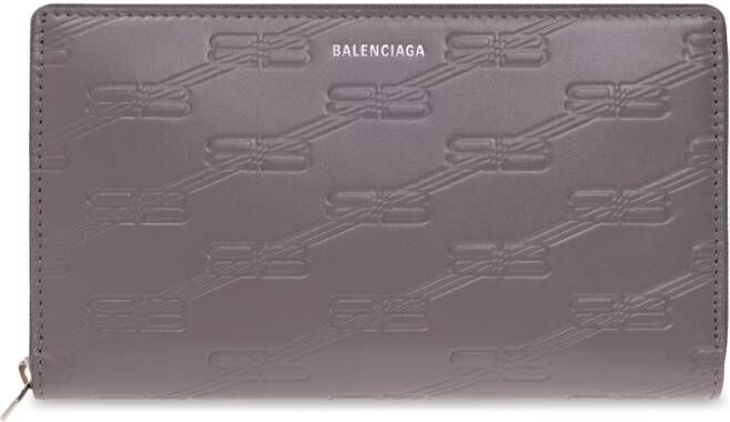 Balenciaga Leren portemonnee met logo Grijs Heren