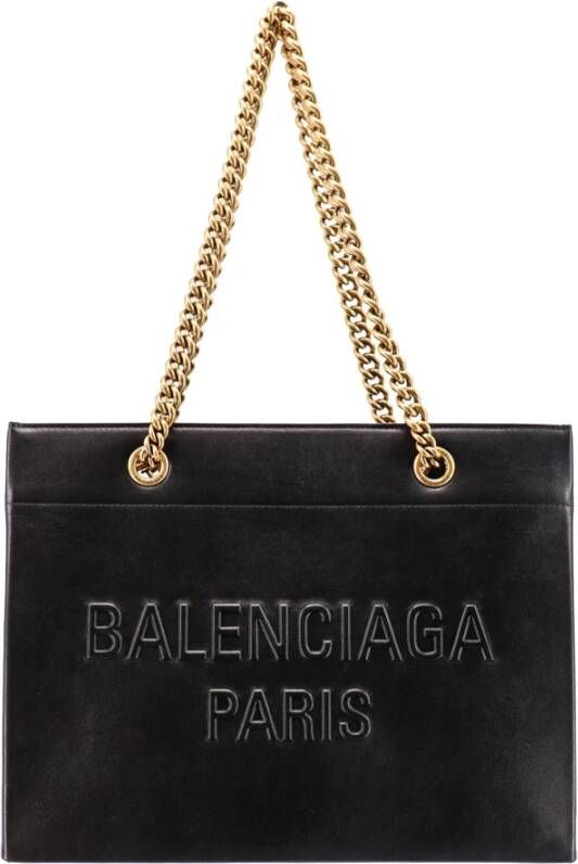 Balenciaga Leren schoudertas met reliëf logo Zwart Dames