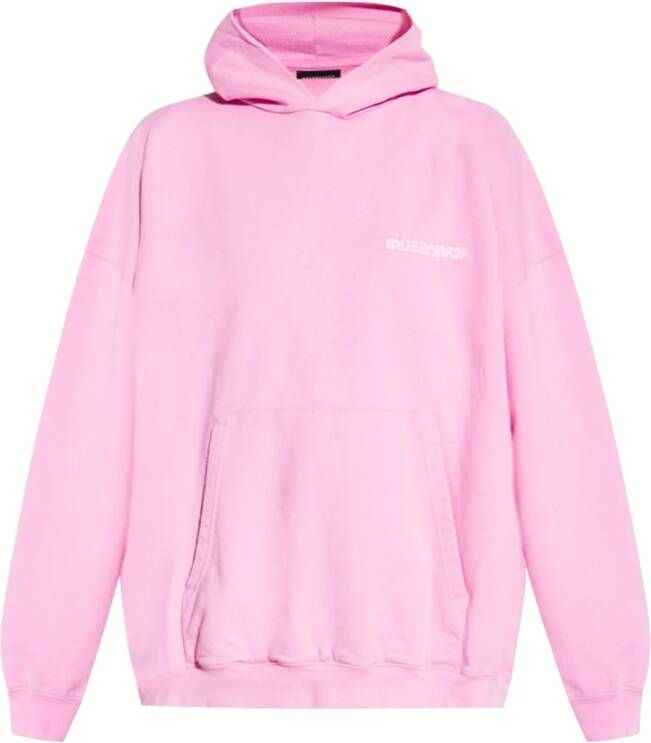 Balenciaga Oversize Roze Logo-geborduurde Hoodie Roze Dames