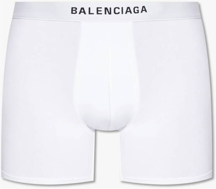 Balenciaga Logo Katoenen Boxershorts Wit Heren