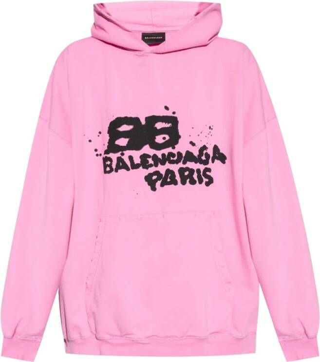 Balenciaga Logo-printed hoodie Roze Dames