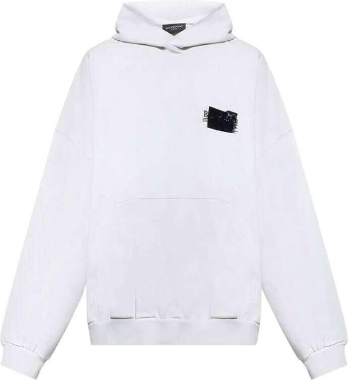 Balenciaga Lichtgrijze loszittende hoodie met logoborduursel Gray Heren