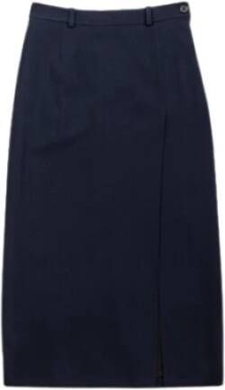 Balenciaga Navy slit tailoring skirt Colour: Bleu marine Blauw Dames