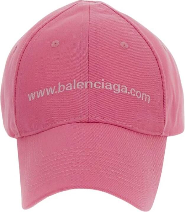 Balenciaga Neonroze Baseballpet met Website Borduursel Roze Dames