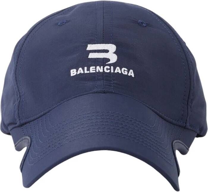 Balenciaga Notched Baseball Cap Blauw Heren