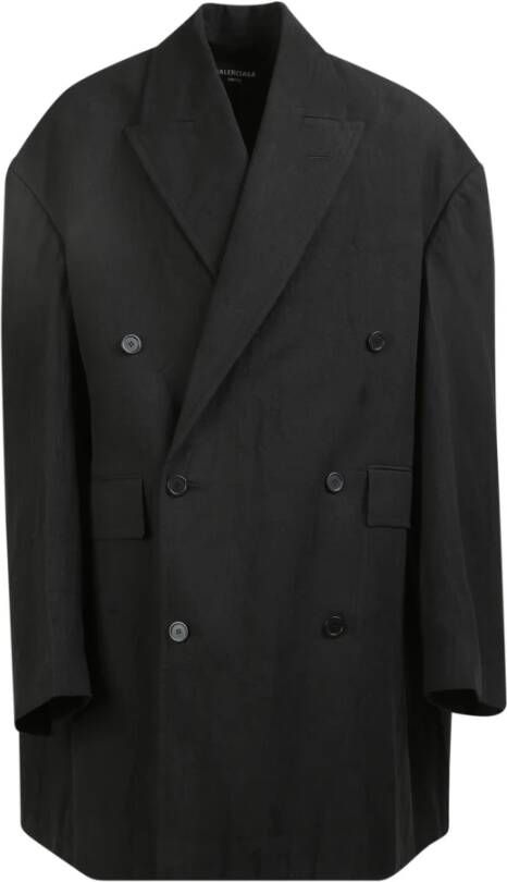 Balenciaga Oversize Double-Breasted Coat Zwart Heren