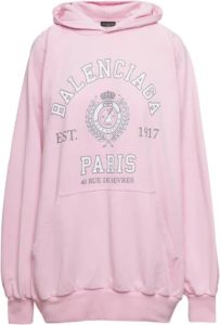 Balenciaga Roze Oversized Hoodie met College-stijl Logo Print Roze Dames