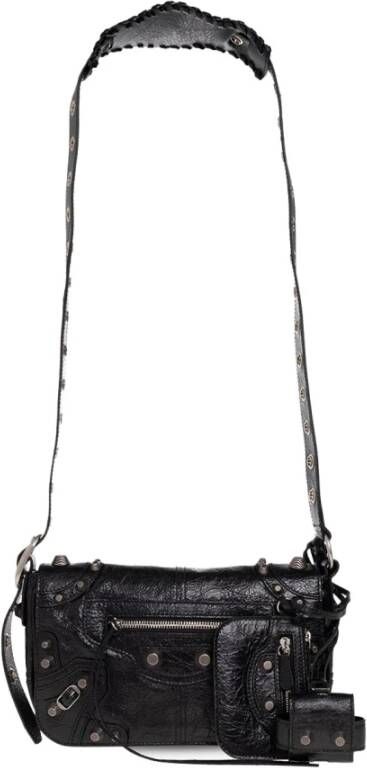 Balenciaga Schoudertas van leer met studs Black