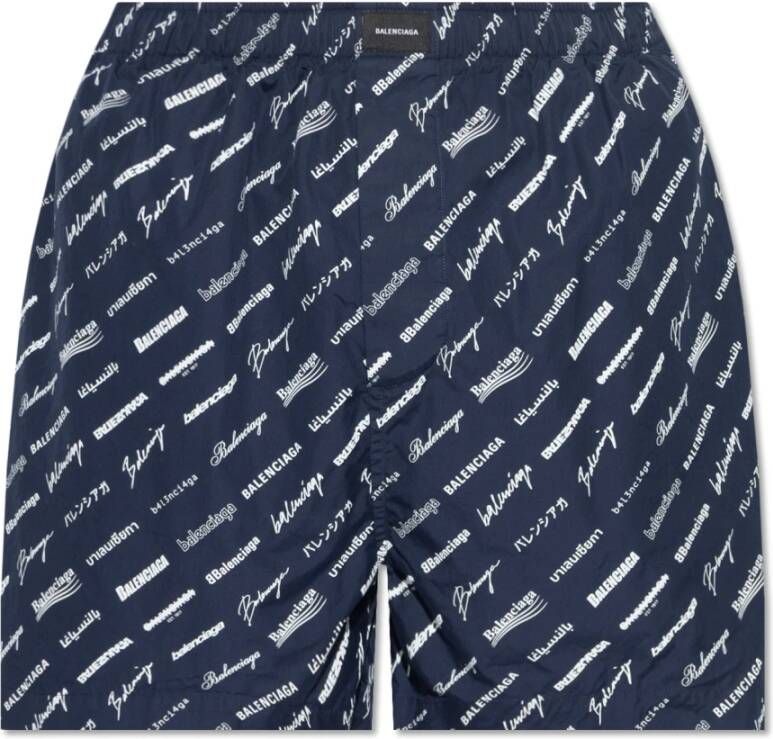 Balenciaga Shorts met logo Blauw Heren