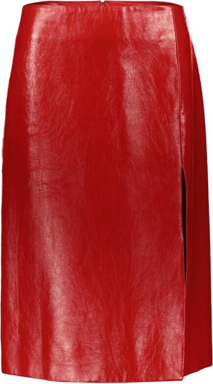 Balenciaga Stijlvolle A-Lijn Leren Rok Rood Dames