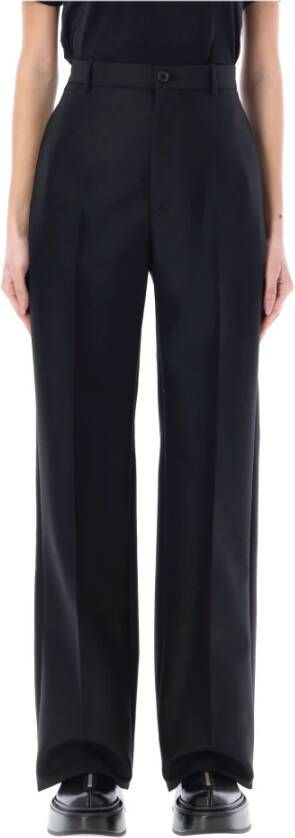 Balenciaga Stijlvolle Zwarte Hoge Taille Wol Broek Zwart Dames