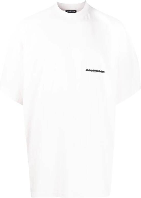 Balenciaga Strike 1917 Oversized t-shirt wit zwart Wit Heren