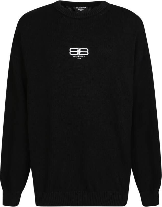 Balenciaga Tijdloze Oversized Sweatshirt met Contrasterend Logo Zwart Heren