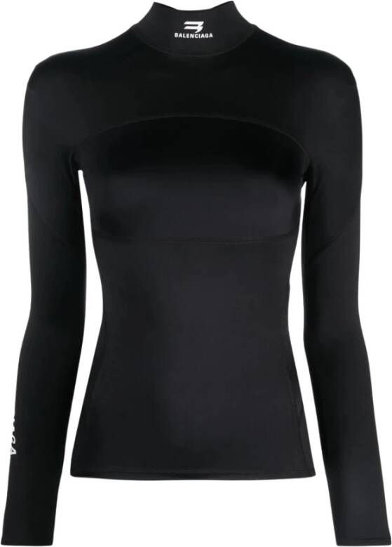 Balenciaga Top met logoprint en paneelontwerp Zwart Dames