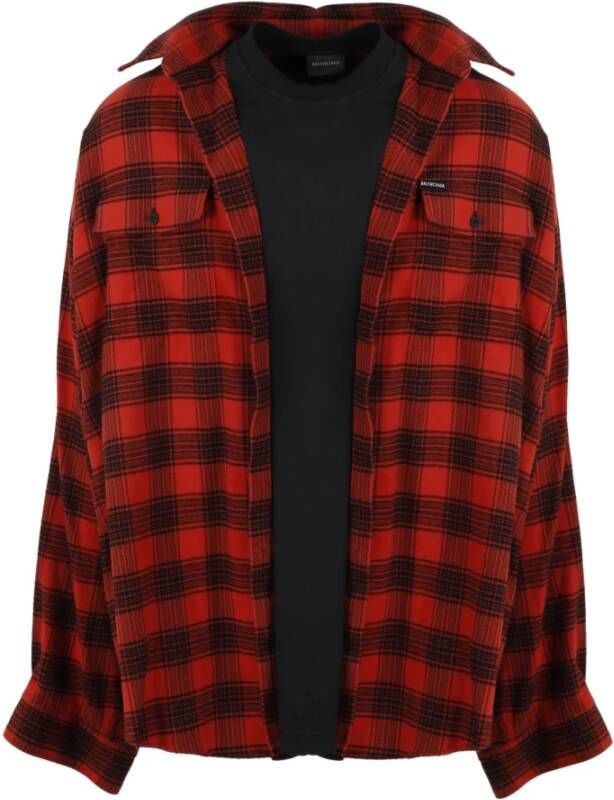 Balenciaga Trompe L`oeil Oversize Shirt Rood Heren