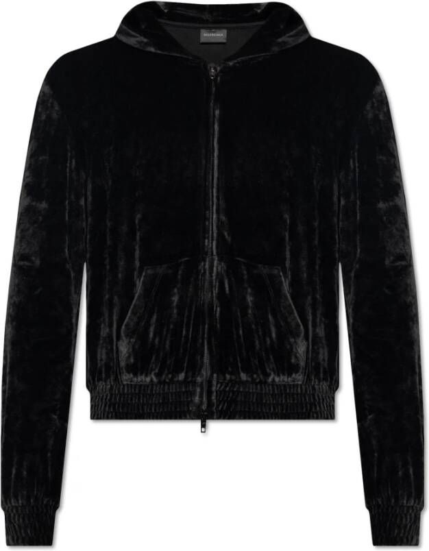 Balenciaga Velours hoodie Zwart Heren