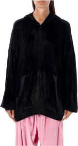 Balenciaga Velvet Zip-Through Hoodie Zwart Dames