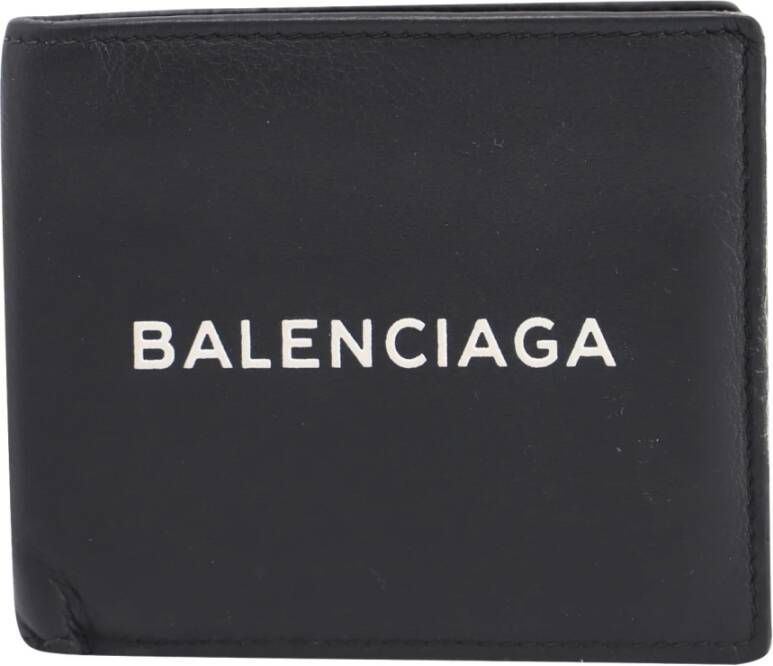 Balenciaga Vintage Balenciaga bifold portemonnee in zwart leer Zwart Heren