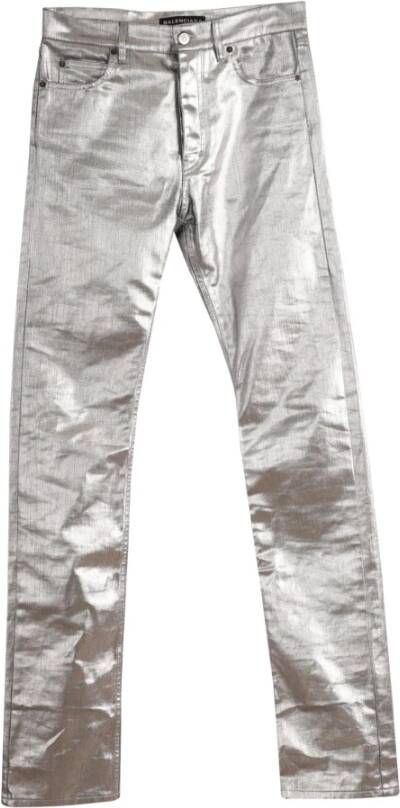 Balenciaga Vintage Balenciaga metalen jeans in zilveren katoen Grijs Heren