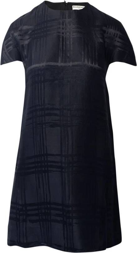 Balenciaga Vintage Balenciaga plaid tonale mini -jurk in zwarte zijde Zwart Dames