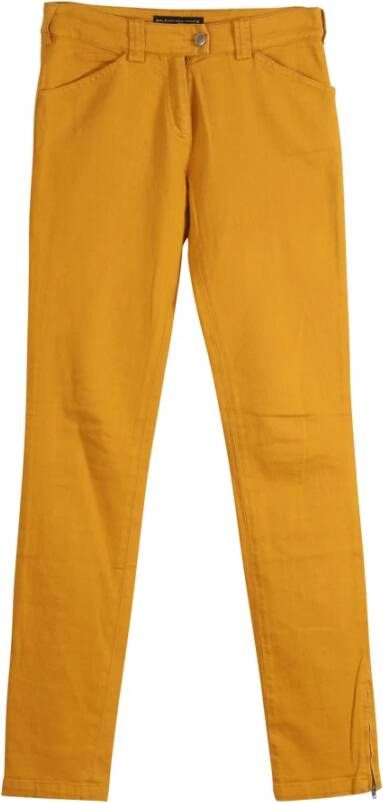 Balenciaga Vintage Balenciaga Slim-fit broek in geel oranje katoen denim Geel Dames