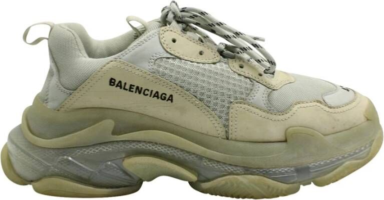 Balenciaga Vintage Balenciaga Triple S Clear Sole Sneakers in Gray Polyester Grijs Heren